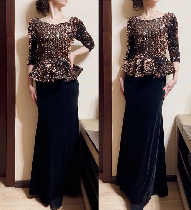 Вечернее платье в пол с рукавом