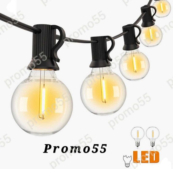 Светлинна Верига от Външни Нечупливи Лед Крушки за Декорация