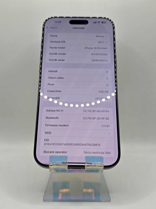 Iphone 16 Pro Max, MEM 256GB, RAM 8 GB, Amanet Doamna Ghica, Cod:92122