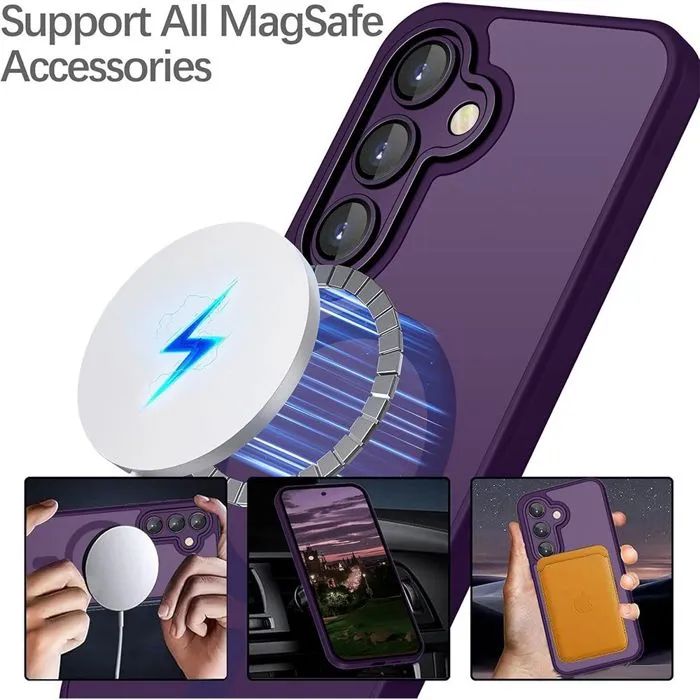 Матов magsafe кейс за samsung galaxy s26+ plus - лилав - със защита на