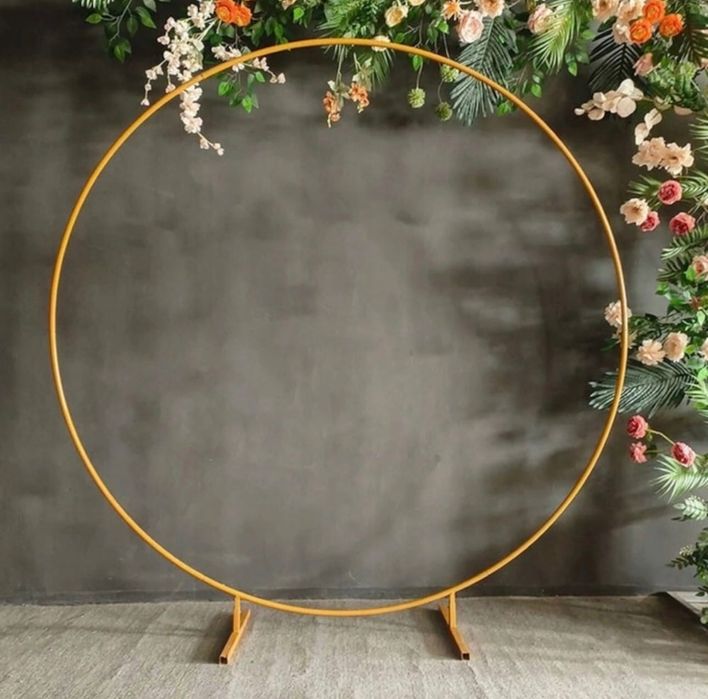 Arcada metalica rotunda pentru baloane  2m diametru, galben mustar