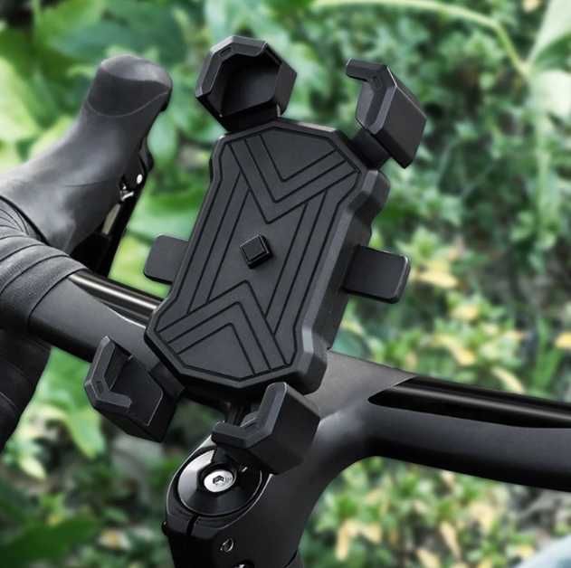 Suport telefon pentru bicicleta prindere pe ghidon rotire 360° negru, 4.5 - 7 inch