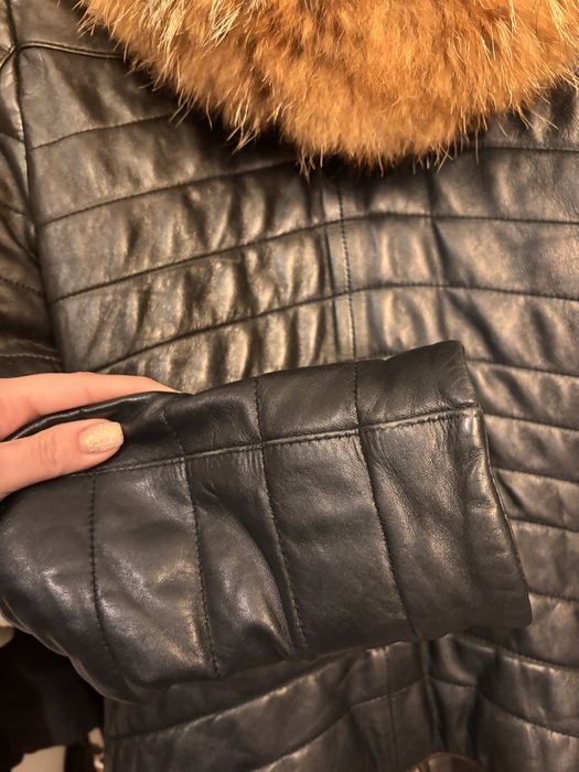 Кожено яке с естествен пух