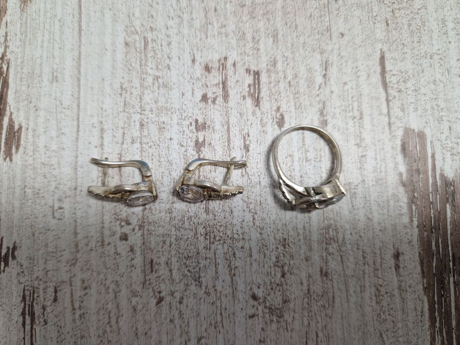Сребърни обици и пръстен проба 925