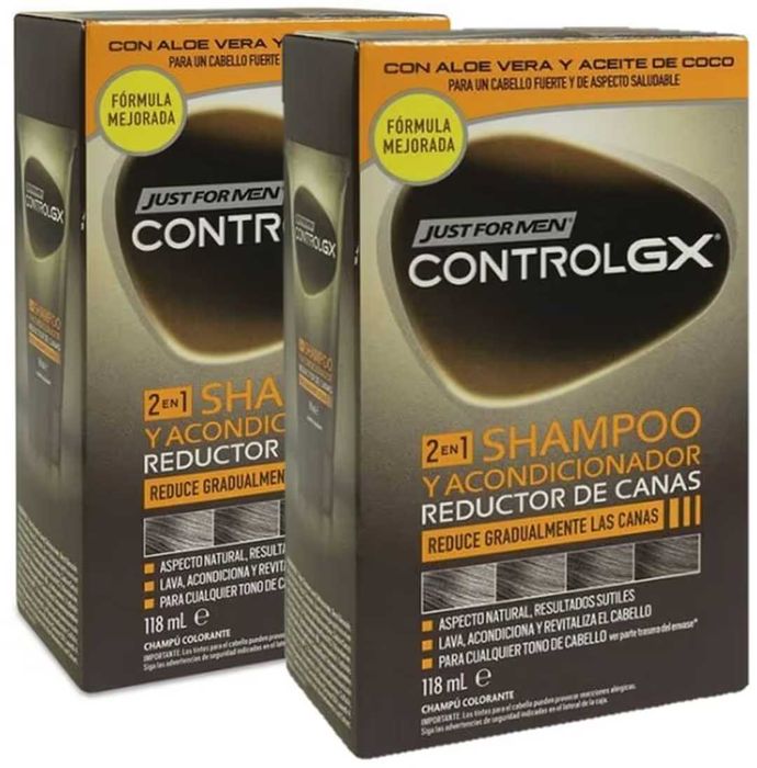 Just for Men Control GX 2 în 1, pachet 2 bucăți, sampon vopsire, sigilate