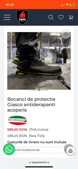 Pantofi protectie munca acoperis barbati