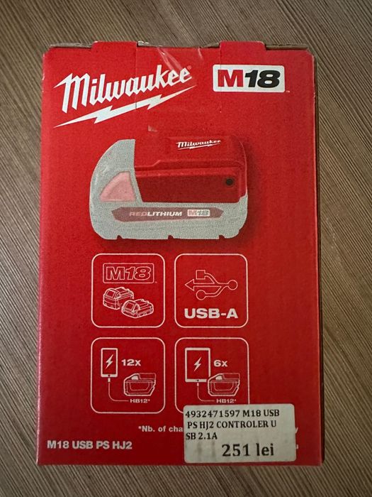 Milwaukee M18 USB PS HJ2 Contoler Usb2.1a