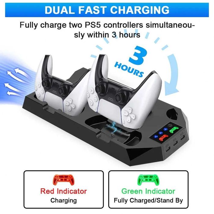 Stand consola cu racire si USB dock incarcare manete PlayStation 5 PS5