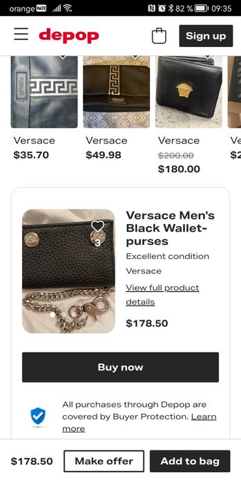 Portofel original Versace biker, cu lanț, nou