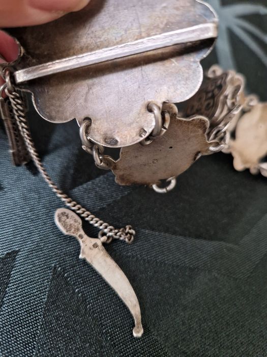 Страхотен антикварен руски кавказки сребърен колан с ниело