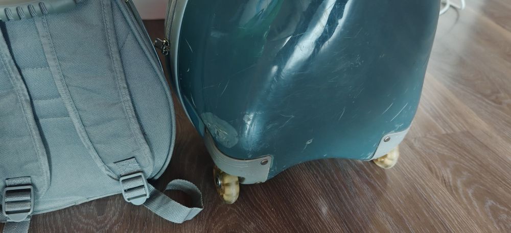 Детски куфар и раница твърди комплект