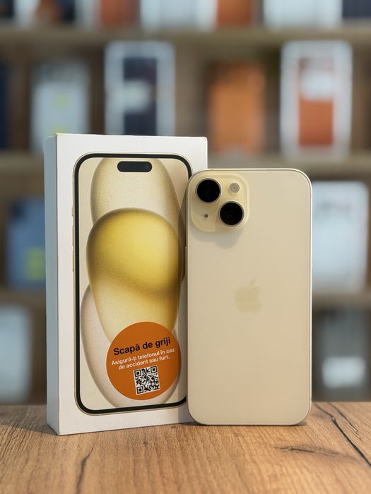 iPhone 15  128Gb Yellow/Baterie90%/Garantie 12 luni @atsgsm.ro