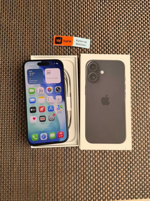 КАТО НОВ! iPhone 16 Лизинг от 20€/мес Black 128GB  черен
