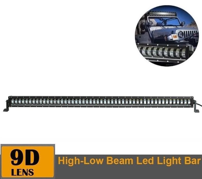 9D LED бар 140см 400W 32000LM Къси/Дълги 12/24V с лупи за Джип ATV