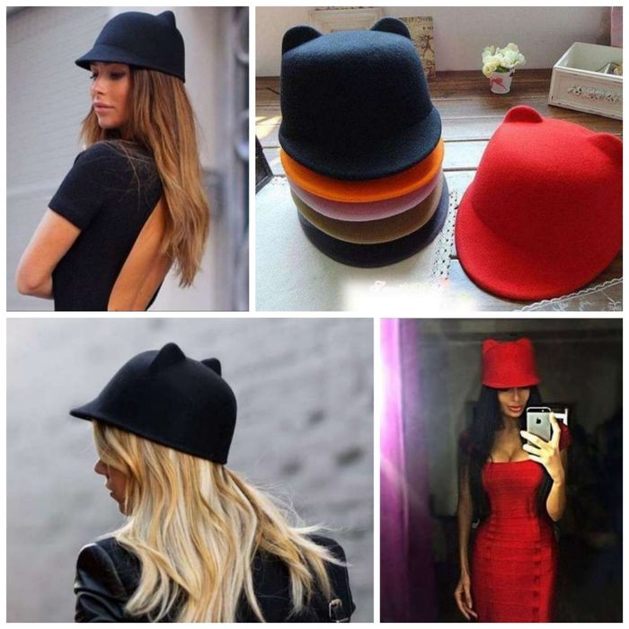 дамска шапка луксозна и стилна с козирка и дяволски ушички модел ZARA