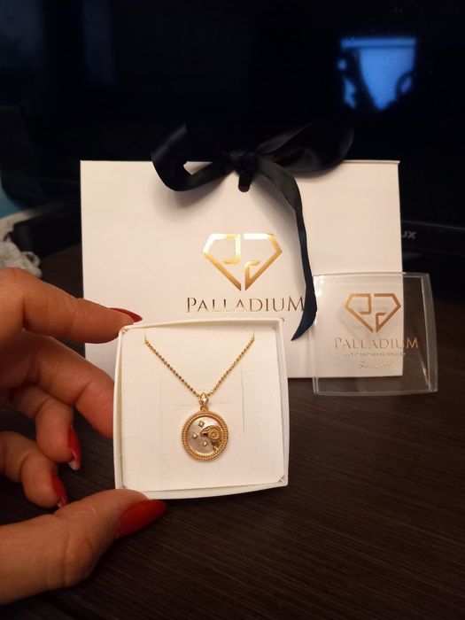 Сребърно колие, зодия Овен, с 24-каратова позлата