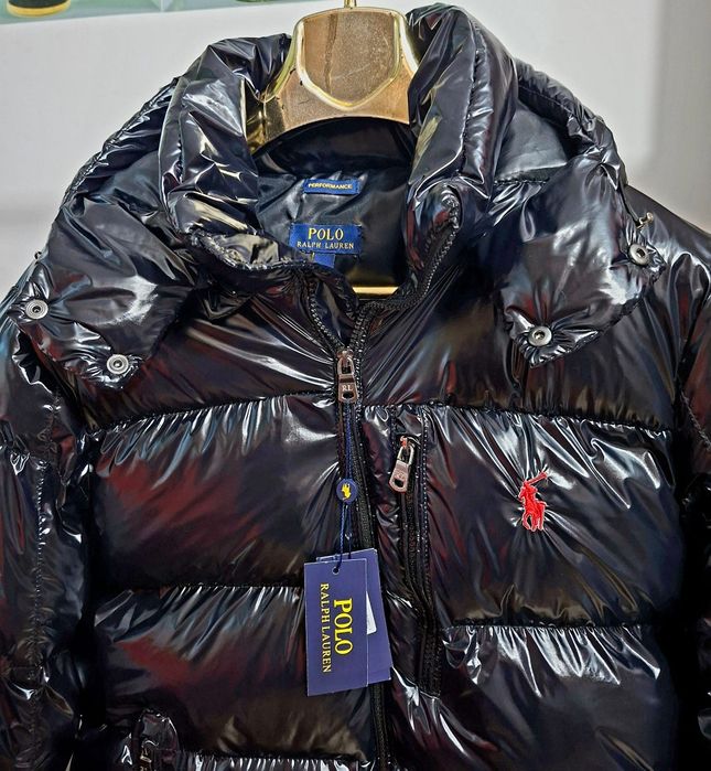 Geaca Polo Ralph The Gorham Glossed negru lucios umplutura puf calitat