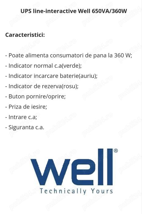 UPS - line - interactive Well 650VA 350W