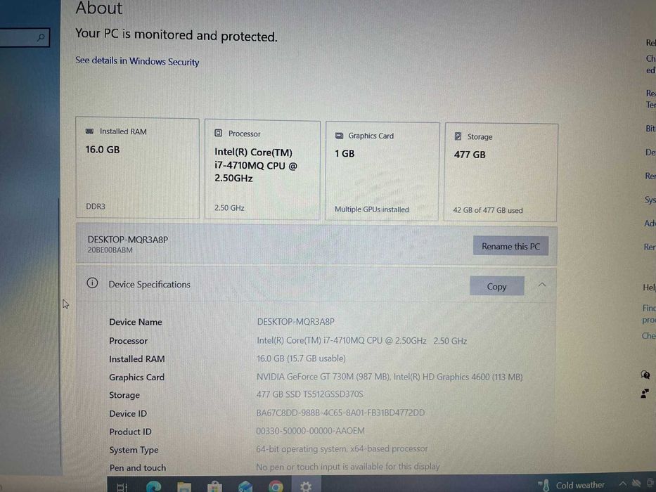 Lenovo t540p, 16GB, i7 2.5 GHz, 500GB SSD, Intel HD & Nvidia GT730M