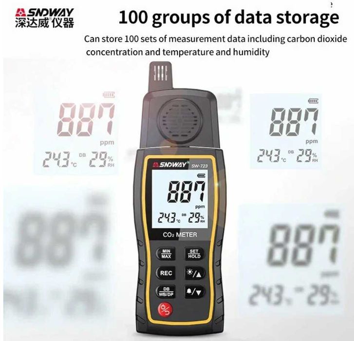 Цифровой измеритель CO2 SNDWAY SW-723 детектор углекислого газа