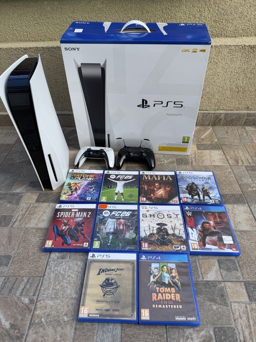 ТОП! PS5 Disc Edition 1TB - Гаранция 20 игри и 2 джойстика