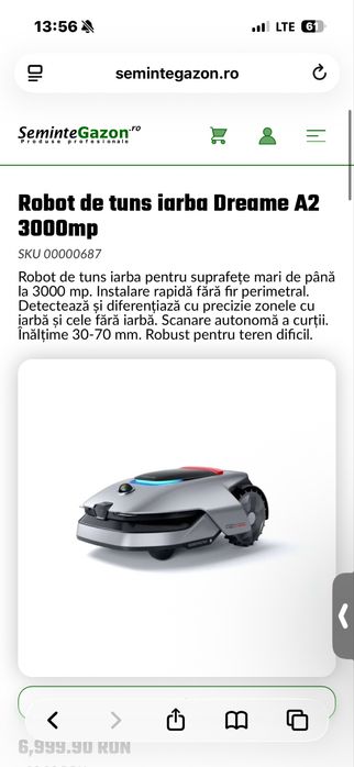 Robot tuns iarba Dreame A2 3000mp