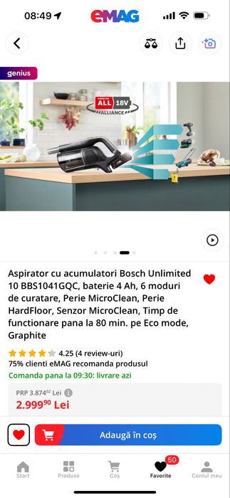 Aspirator Bosch unlimited 10 cu acumulatori Graphite