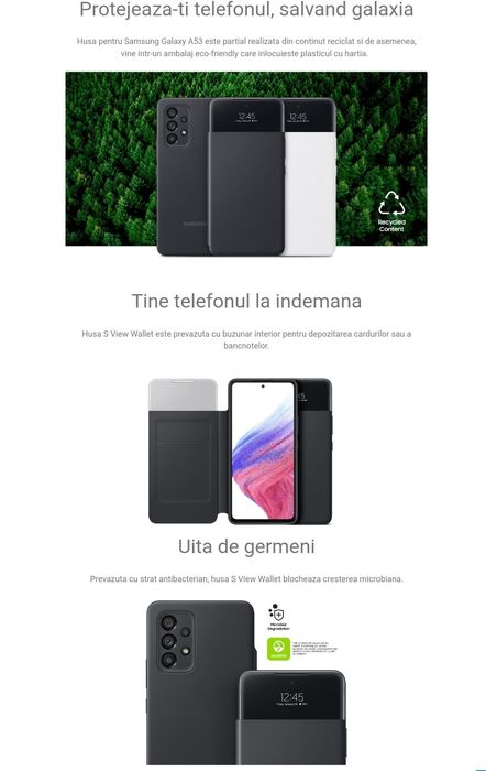 Husa flip smart activa originala Samsung Smart S View Wallet Cover A53