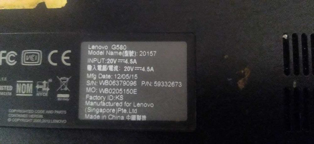 Ноутбук Lenovo G 580 нерабочий