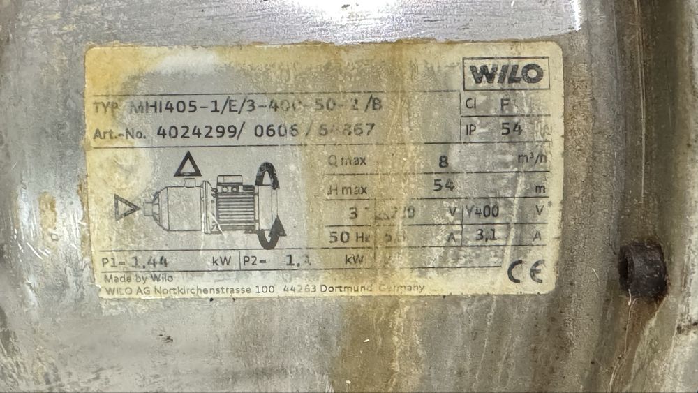Насос Wilo модели MHI405-1/E/3-4