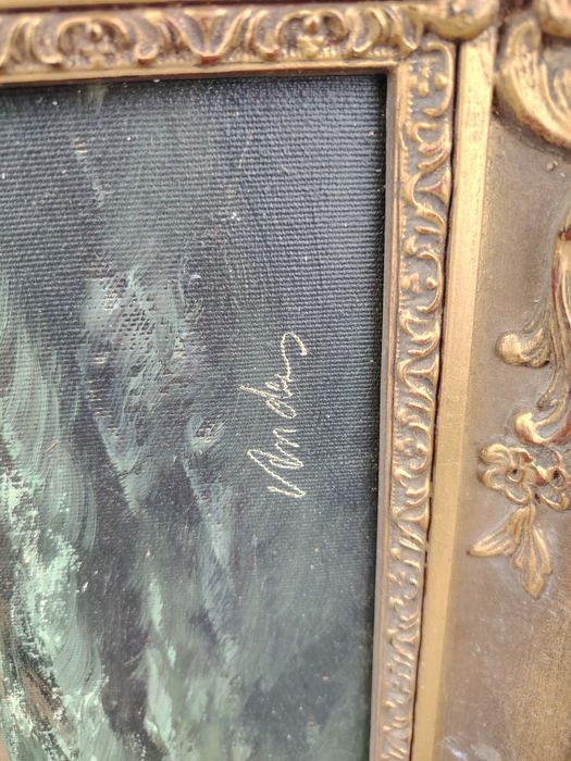 Tablou ,Ulei pe pânză o lucrare veche semnată încadrată într-o ramă Bl