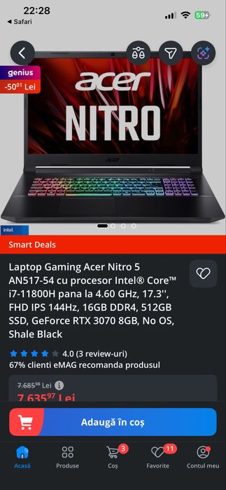 Vand Laptop Acer Nitro 5