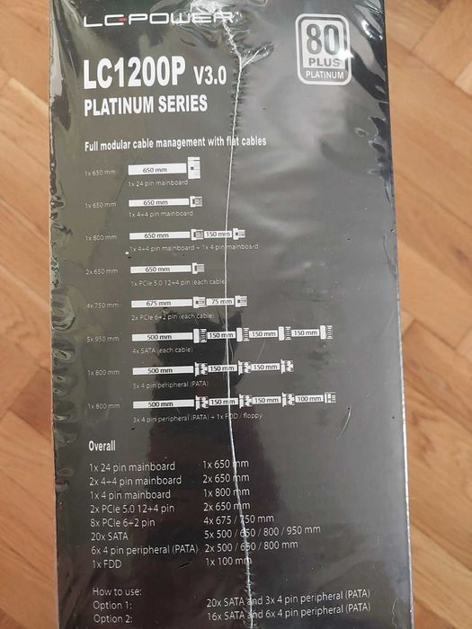 LC Power LC1200P V3.0 - 1200W 80+Platinium - НОВО Захранване