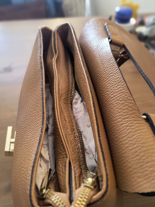 Дамска чанта камел - естествена кожа