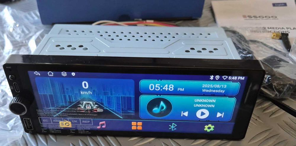 1-DIN Мултимедия ESSGOO Android 15 | 6GB RAM + 128GB | 4G СИМ | CarPlay & Android Auto