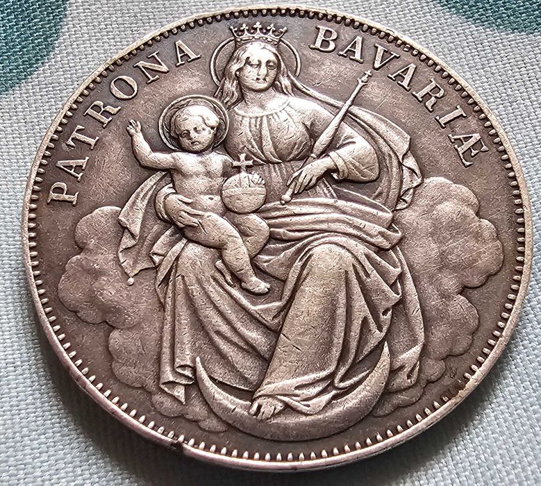 5 lei 1883 cu pătrat la coroana și Bayern Madonnentaler 1865