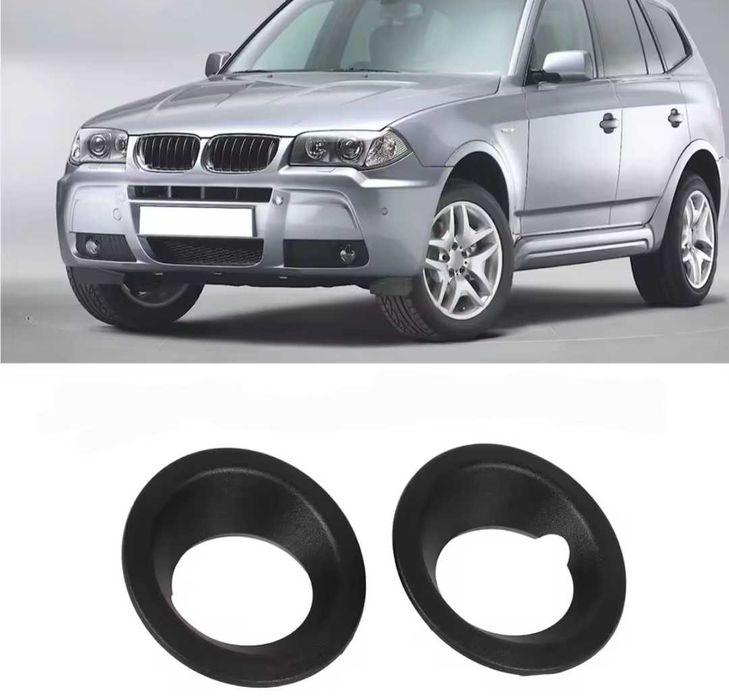 Черни кръгли рамки около халогена за БМВ Х3 Е83 BMW за предната броня