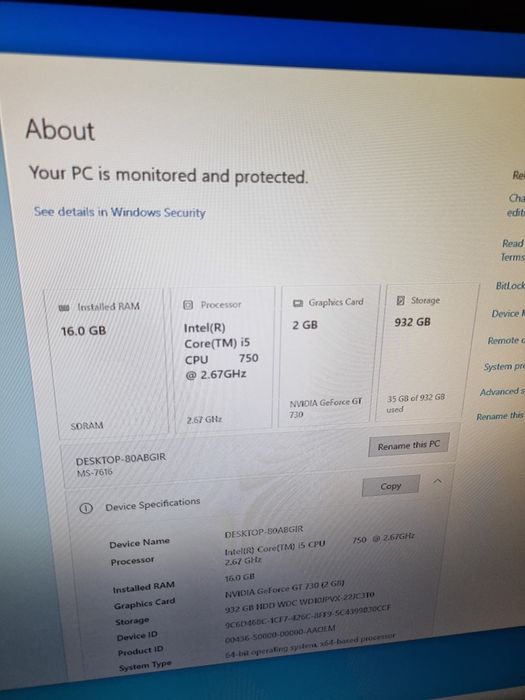 PC Desktop Medion i5 750M , 16 gb RAM , HDD 1 TB , nVidia  GT 730 2 gb vRAM , Windows 10
