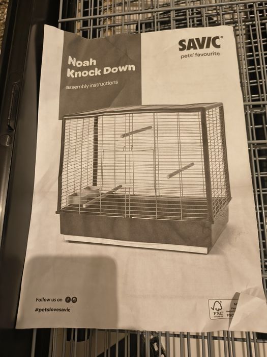 Savic Noah Knock Down Птича клетка, сгъваема, черна, 80 x 50 x 70 см,