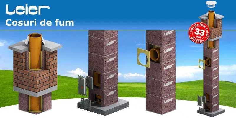 Cos fum ceramic profesional LEIER,transport INCLUS,diam 20cm,h7m+CADOU