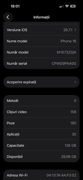 Iphone 16 128 vand/schimb