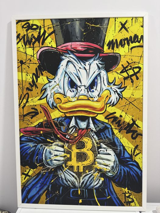 Tablou Bitcoin canvas  ,Rama de lemn  ,63/93 cm