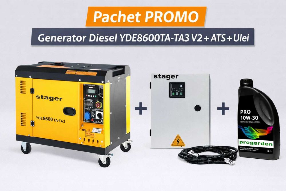 Pachet Generator curent Stager YDE8600TA-TA3 V2 7.5 kVA + ATS + Ulei