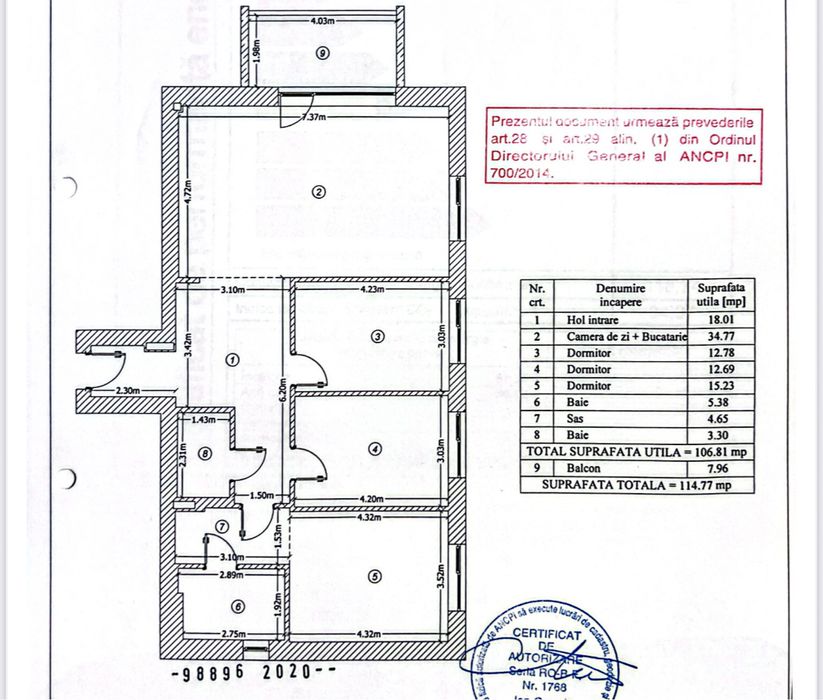 Apartament premium 4 camere transformat în 3 camere + dressing | 106,81 mp utili | Sector 1 – Expozitiei