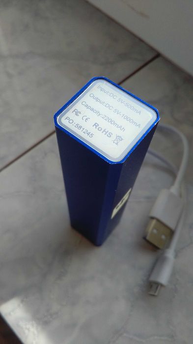 Baterie externa_Power Bank_2200 mAh_Logo Facebook+Cablu Micro-USB 2.0