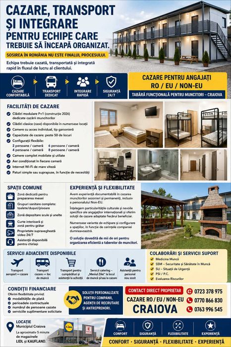 CAZARE / Hostel Pentru Angajati (RO / EU / NON-EU)
