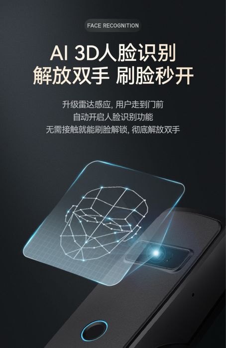 Умный замок,Замок отпечатка пальцев Face ID ,NFC SMART QULF , WIFI