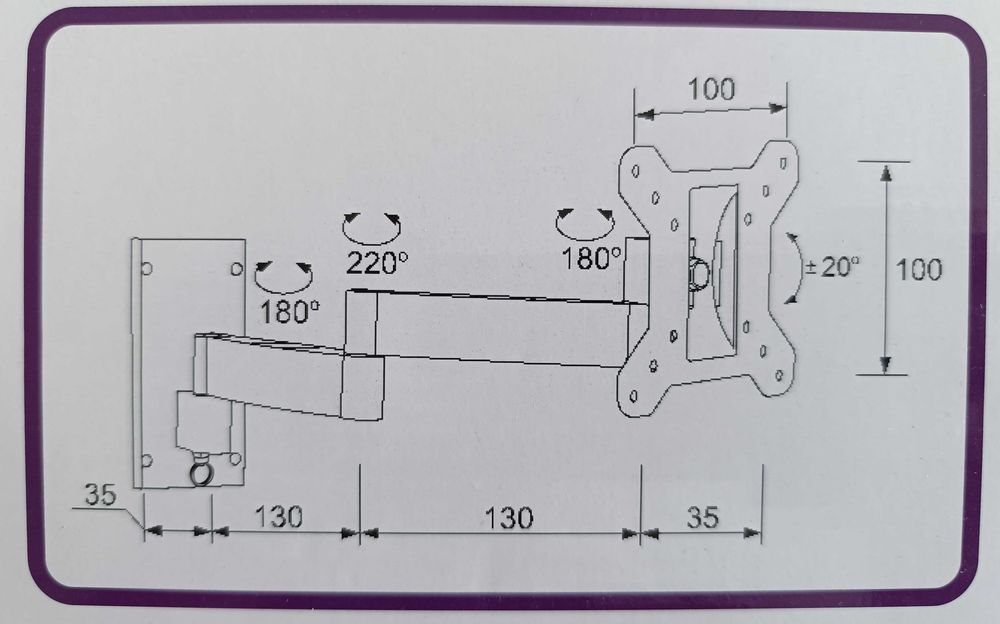 Suport TV Camper,Autorulote si Rulote, TV  DIAGONALA 22"-28" RVSTARS