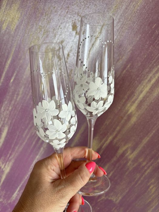 РАЗПРОДАЖБА!!! Рисувани сватбени ритуални чаши - 2бр