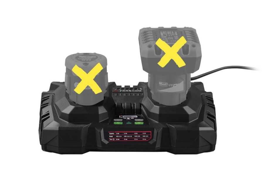 Parkside двойно бързо зарядно 12V 2x4.5A